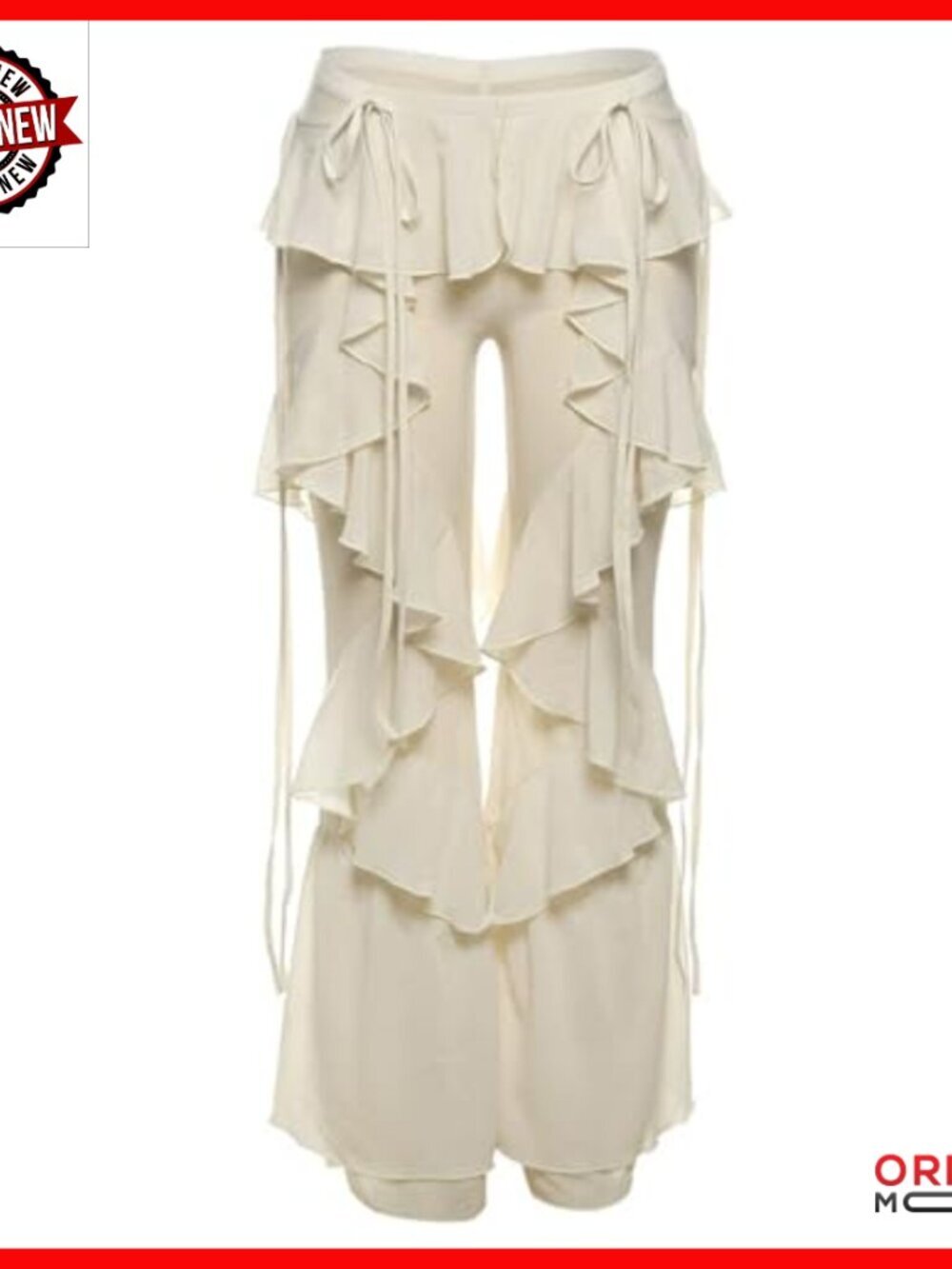Sheer Mesh Tiered Flare Pants High Waist Wide Leg Party Rave Trousers - Picture 7 of 7
